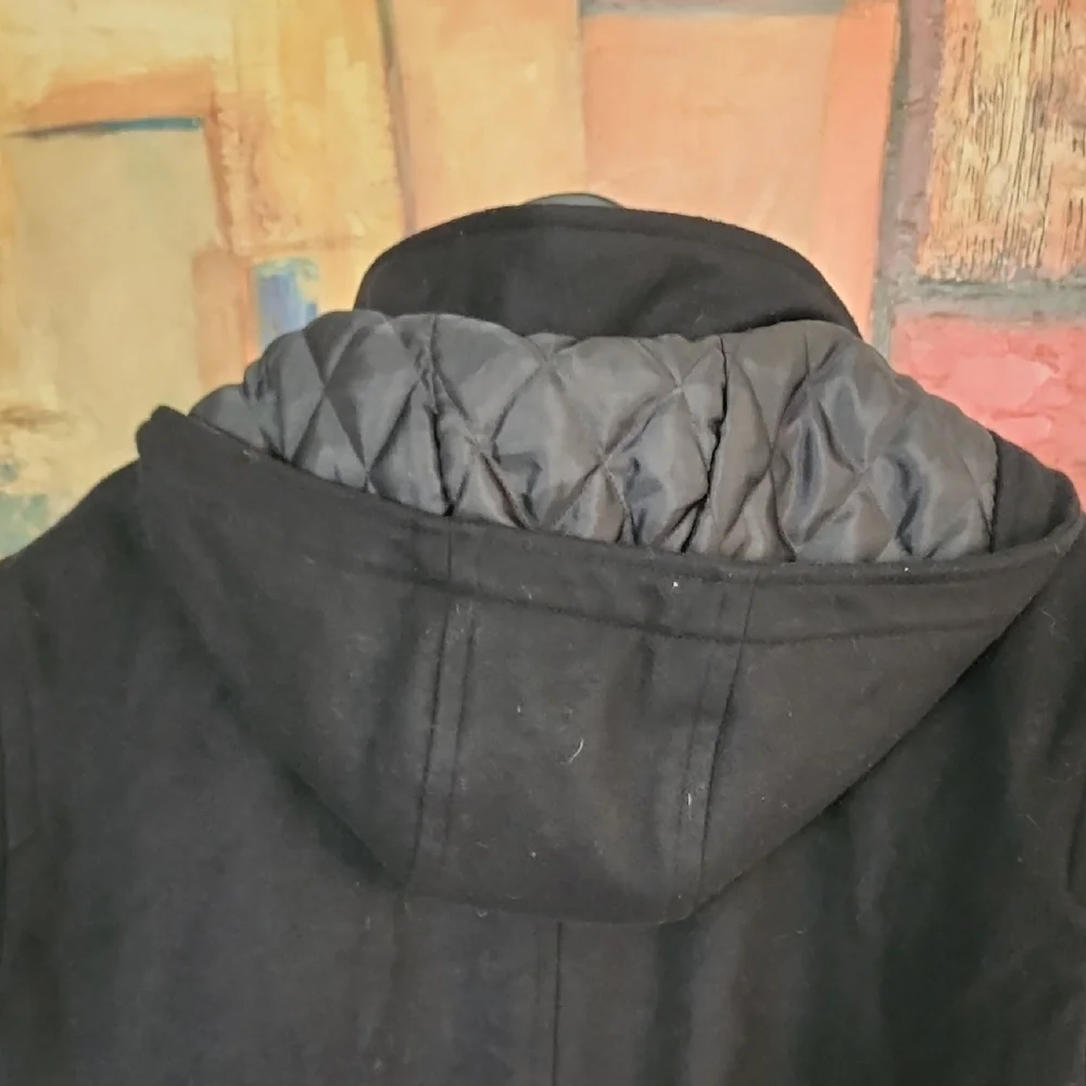 J.Crew Men’s Black Wool Trench Coat | Quilted Lined Hooded Jacket | Winter Essen